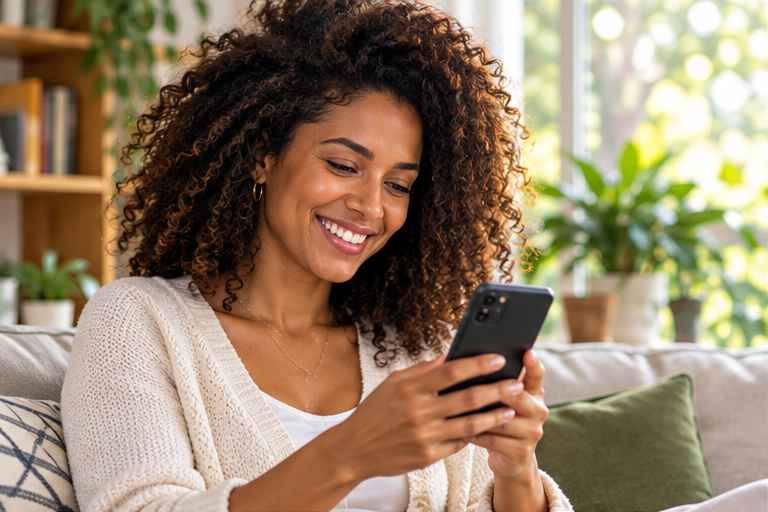 Esposa em outro ambiente registrando despesas pelo WhatsApp